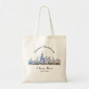 Personalized Chicago Skyline Bachelorette Tote Bag