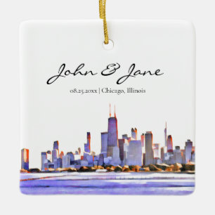 Personalized Chicago Skyline  Ceramic Ornament
