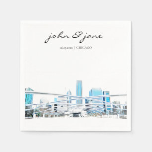 Personalized Chicago Skyline Cocktail Napkins