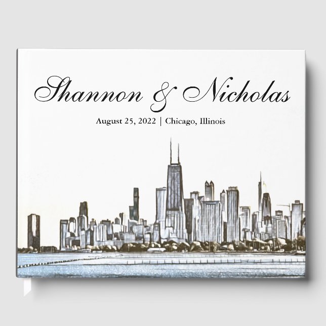 Personalized Chicago Skyline Guest Book (Front)