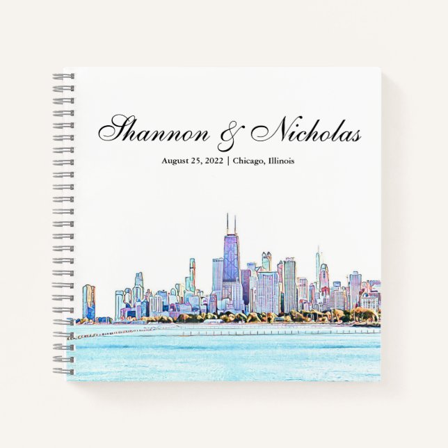 Personalized Chicago Skyline Guest Book (Front)
