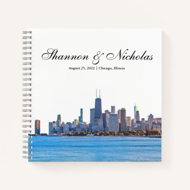Personalized Chicago Skyline Guest Book (Front)