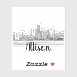 Personalized Chicago Skyline Name Sticker