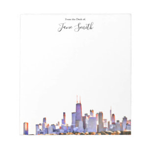 Personalized Chicago Skyline Notepad