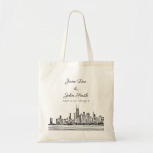 Personalized Chicago Skyline Tote Bag