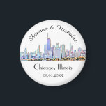 Personalized Chicago Skyline Wedding Magnet<br><div class="desc">These magnets make perfect wedding favours or gifts.</div>