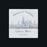 Personalized Chicago Skyline Wedding Stone Magnets<br><div class="desc">These magnets make perfect favours or make a perfect gift for the couple.</div>