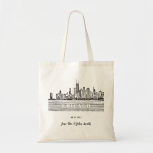 Personalized Chicago Skyline Wedding Tote Bag