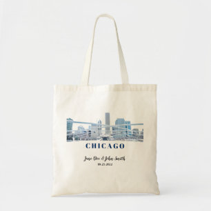Personalized Chicago Skyline Wedding Tote Bag