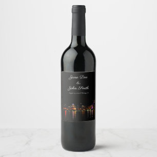 Personalized Chicago Skyline Wine Label