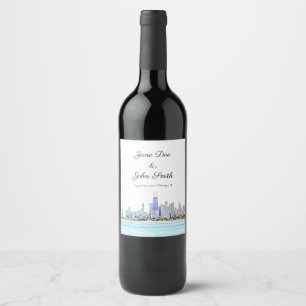 Personalized Chicago Skyline Wine Label