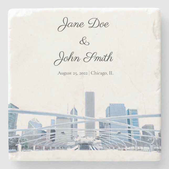 Personalized Chicago Stone Coaster (Front)