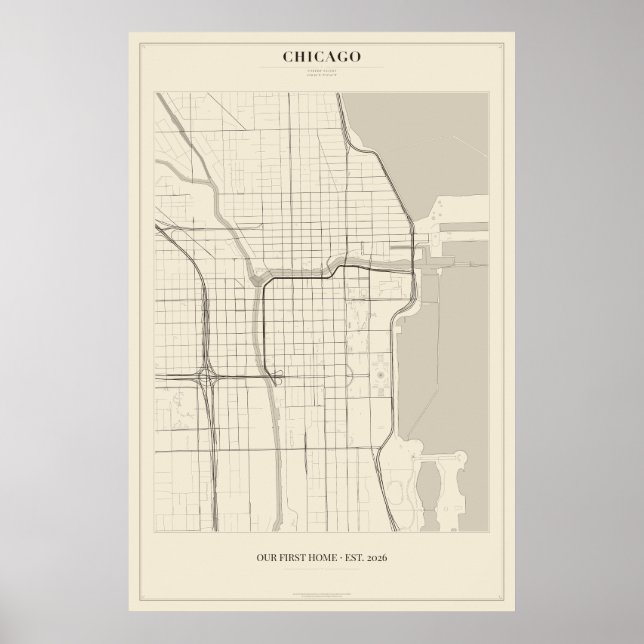 Personalized Chicago Street Map Poster (Front)