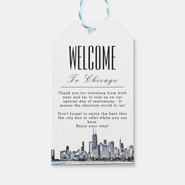 Personalized Chicago Welcome Gift Tag (Front)