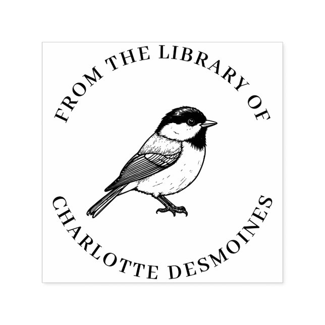 Personalized Chickadee Book Stamp Custom Ex Libris (Design)