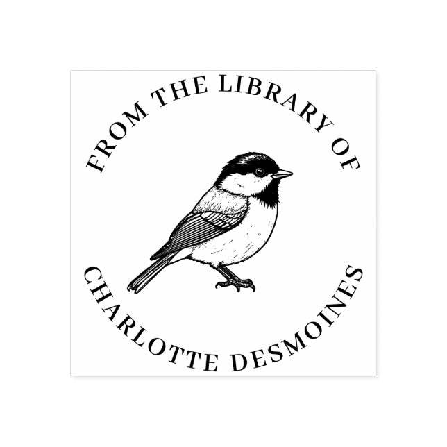 Personalized Chickadee Book Stamp Custom Ex Libris (Imprint)
