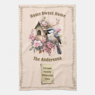 Personalized Chickadee Home Sweet Home Kitchen Towel