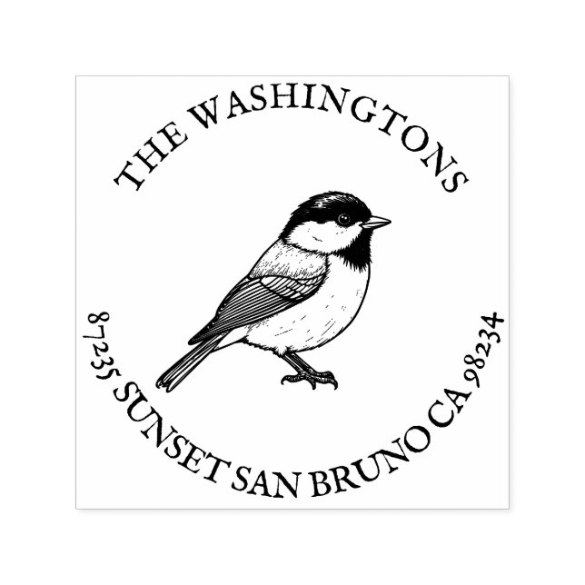 Personalized Chickadee Return Address Stamp – Name (Design)