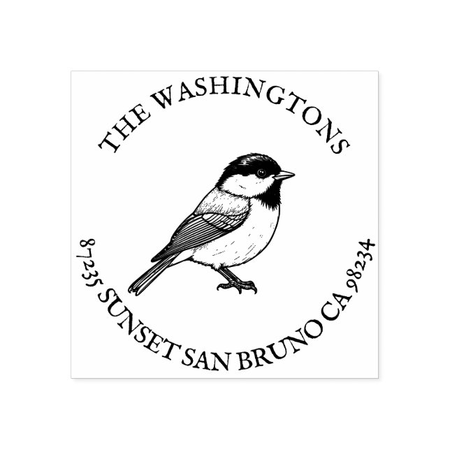 Personalized Chickadee Return Address Stamp – Name (Imprint)