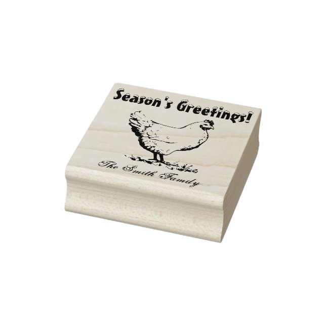 Personalized Chicken Christmas Rubber Stamp (Stamp)