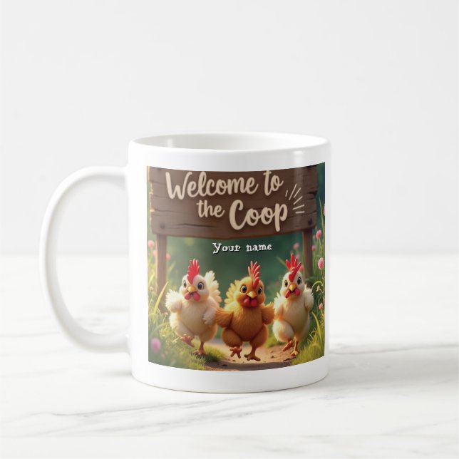 Personalized Chicken Coop Mug – Welcome to the Coo (Left)
