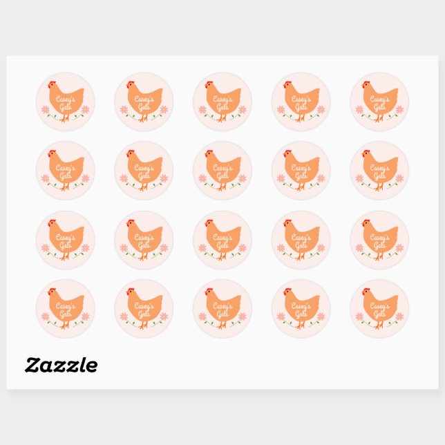 Personalized Chicken Egg Carton Round Stickers (Sheet)