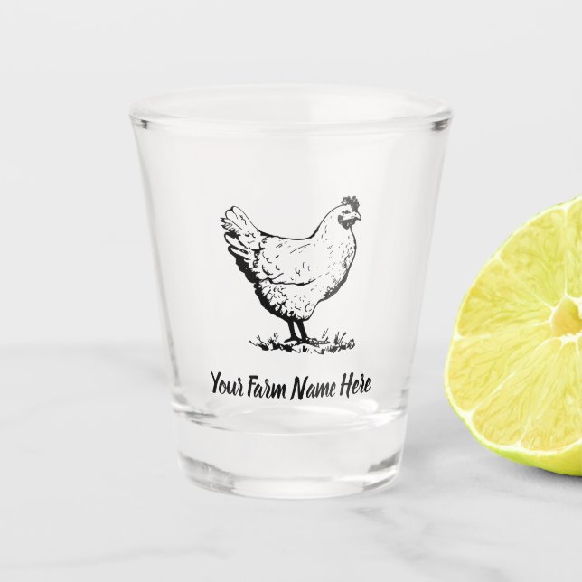 Personalized Chicken Farm Shot Glass (Front)