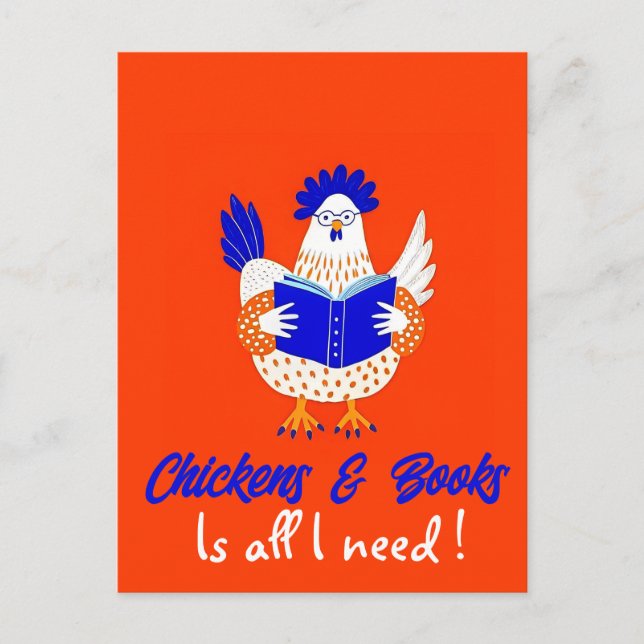 Personalized Chicken Reading Calligraphy Design Postcard (Front)