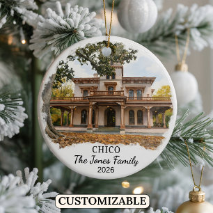 Personalized Chico Ornament, Custom California Ceramic Ornament