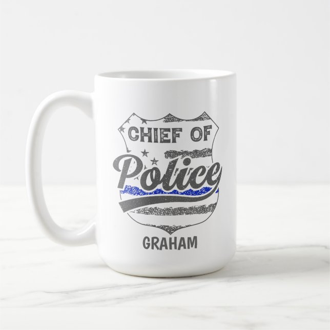 Personalized Chief of Police  USA Shield   Coffee Mug (Left)