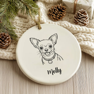 Personalized Chihuahua Dog Christmas Ceramic Ornament