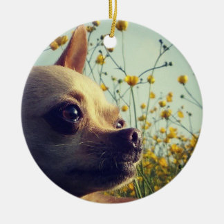 Personalized chihuahua double sided ceramic ornament