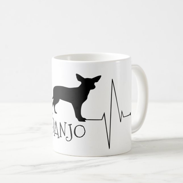Personalized Chihuahua Love My Dog Heart Beat Coffee Mug (Front Right)