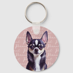 Personalized Chihuahua Pink Keychain