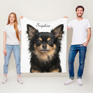 Personalized Chihuahua Portrait Pet Photo Blanket