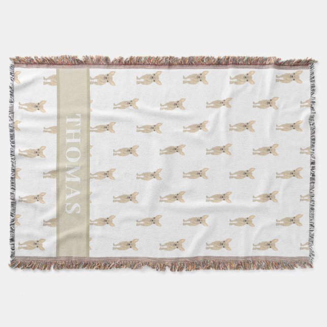 Personalized Chihuahua (Short Haired, Fawn Tan) Throw Blanket (Front)