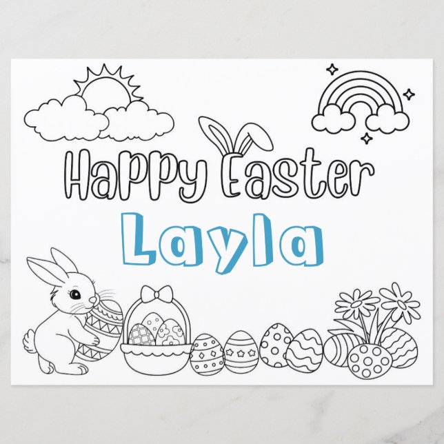 Personalized Child Easter Colouring Activity Sheet (Front)