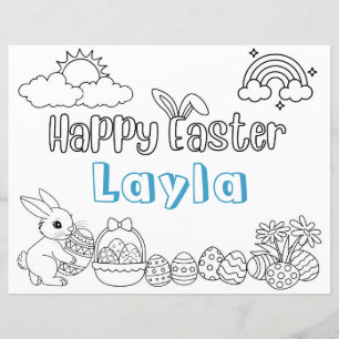 Personalized Child Easter Colouring Activity Sheet