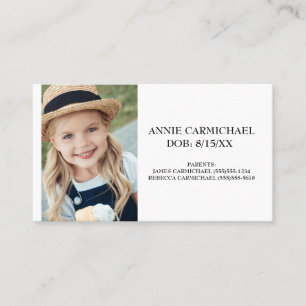 Personalized Child Food Allergy Alert Business Card