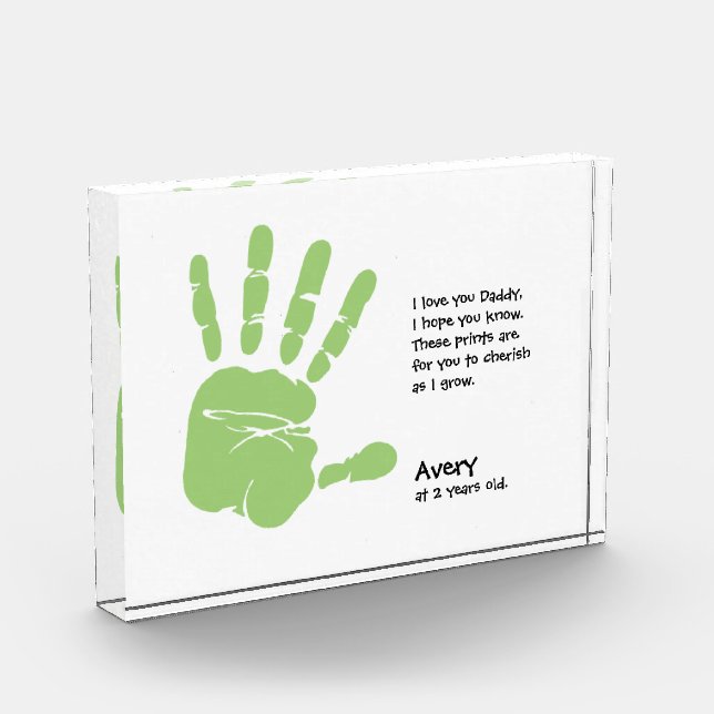 Personalized child handprint with poem for Dad Photo Block (Left)