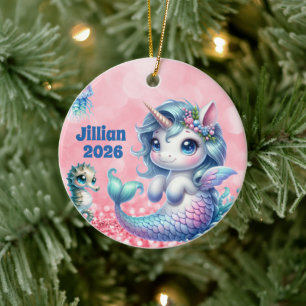 Personalized Child Name Unicorn Ornament
