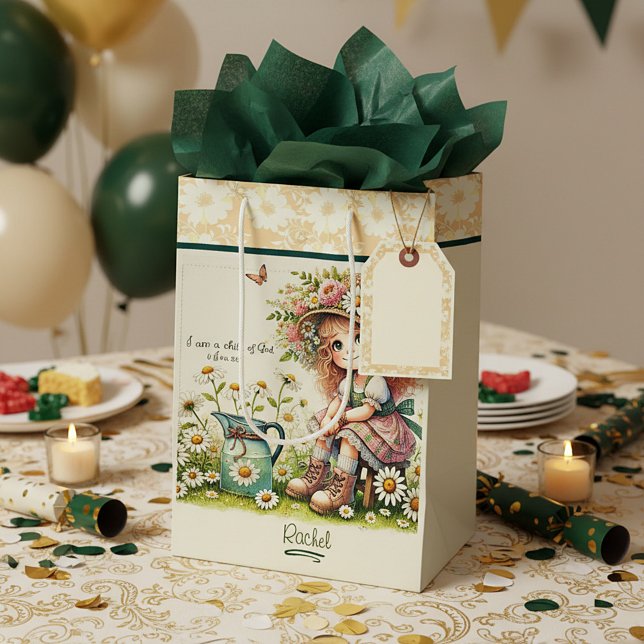 Personalized Child of God daisy girl Medium Gift Bag (Creator Uploaded)