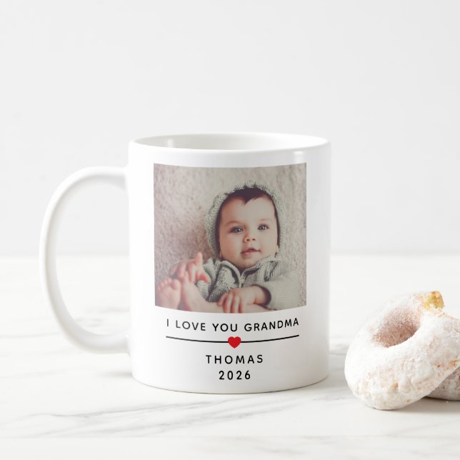 Personalized Child Photo Mug for Grandma with Name (Avec donut)