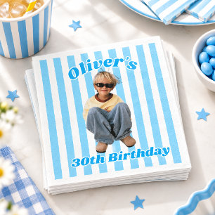 Personalized Childhood Photo 30th Birthday Napkin