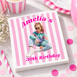 Personalized Childhood Photo 30th Birthday Napkin