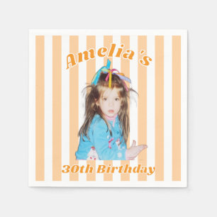 Personalized Childhood Photo 30th Birthday Napkin