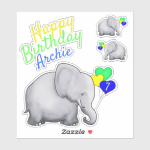 Personalized Children Birthday Elephants with Age