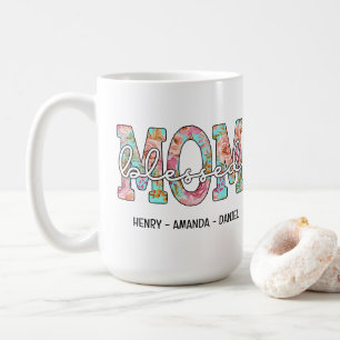 Personalized Children Names Floral Blessed Mom Coffee Mug
