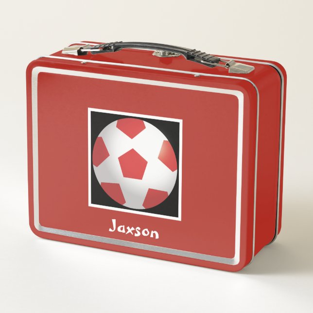 Personalized Children’s Red Football Metal Lunch B Metal Lunch Box (Back)