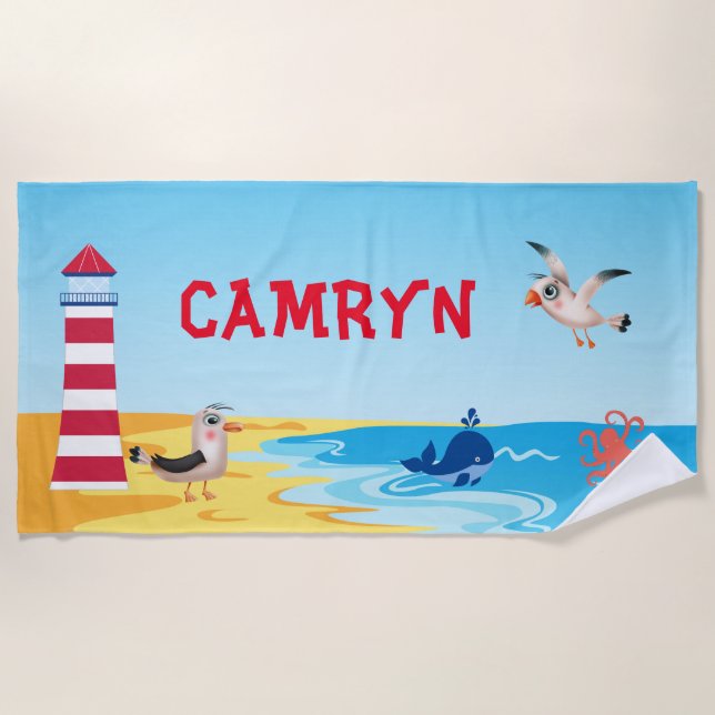 Personalized Children's Beach Towel (Front)